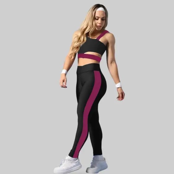Conjuntinho Feminino Top Forrado + Calça Legging Fitness Estiloso