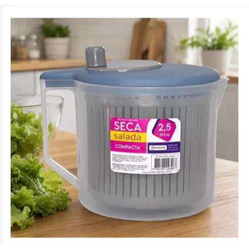 Centrífuga Compacta Seca Salada 2,5 Litros Secador Manual Folhas Verduras Frutas Vegetais