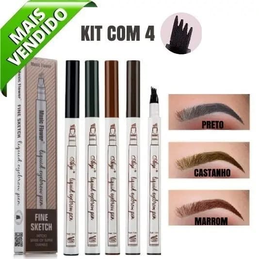Kit 2 Caneta Microblading Para Sobrancelha Ponta Tipo Garfo À Prova D’Água Caneta de Barba