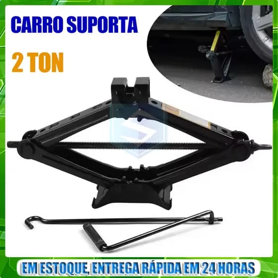 Macaco Sanfona de Carro Suporta 2 Toneladas 2000 kgs Jacaré Universal Original para Troca de Pneu