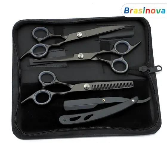 4 Kits profissionais de corte de cabelo com areia Zero, barbear dourado em aço inoxidável