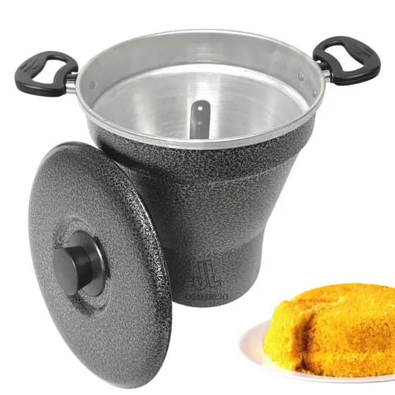 Panela Cuscuzeira N20 Caçarola Craqueada Grande Em Alumínio Para Cuscuz e Alimentos a Vapor