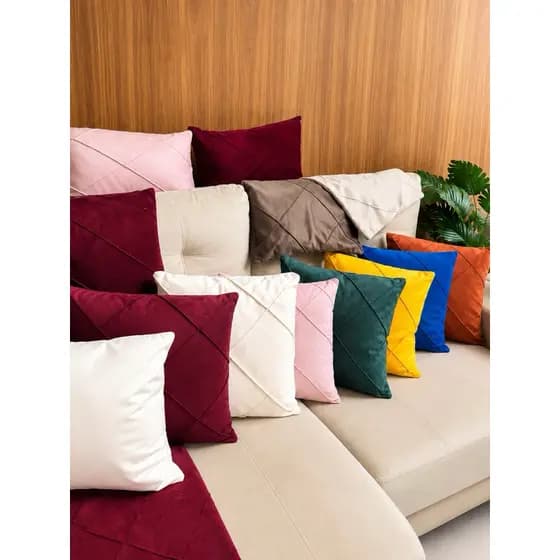 Kit Capas Almofada Suede Drapeada 45x45
