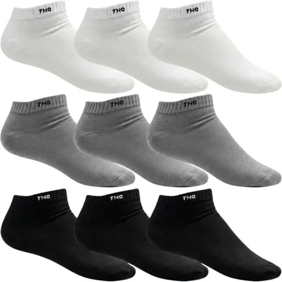 Kit 9 Pares de Meia Algodão Lisa Cano Curto Casual Esporte Unissex 39-43