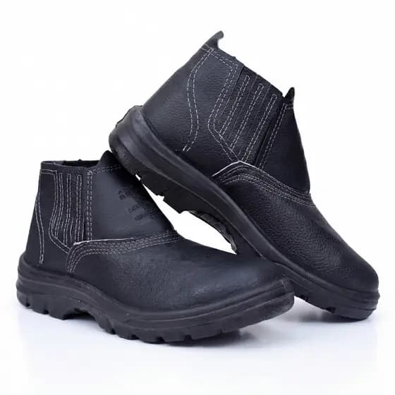Bota Botina Segurança Couro Biqueira PVC Elástico PU Monodensidade