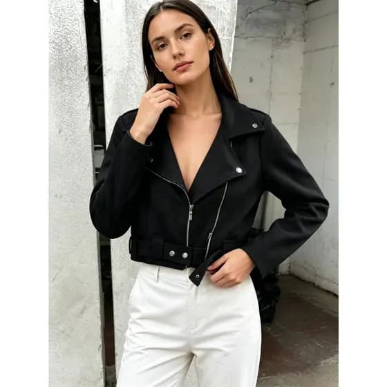 Jaqueta Feminina de Suede Estilosa Com Fivela Estilo Novos produtos no mercado