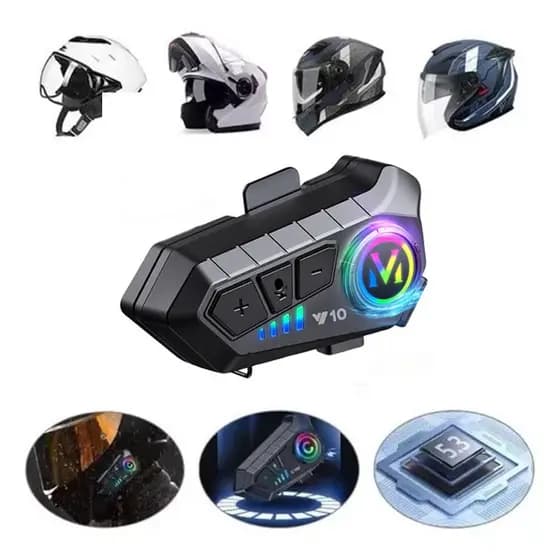 Y10 Motocicleta Sem Fio Bluetooth 5.3 Fone de Ouvido Capacete Kit de Chamadas Mãos Livres À Prova D'Água Interco
