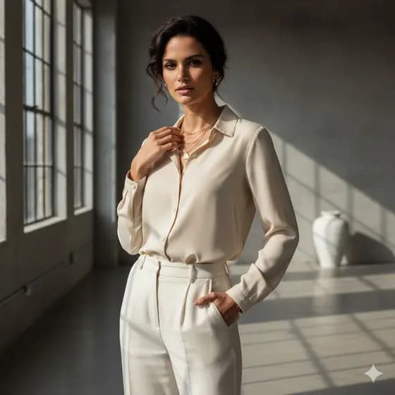 Camisa Blusa Social Feminina de Cetim Minimalista Moda Premium Elegante