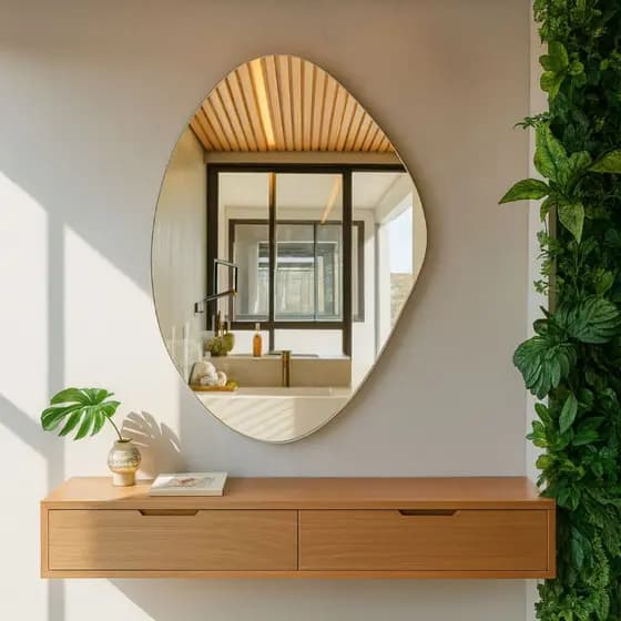 Espelho Orgânico Moderno Decorativo 60x40cm Lapidado S/Moldura Sala Banheiro Quarto Lavabo Luxo