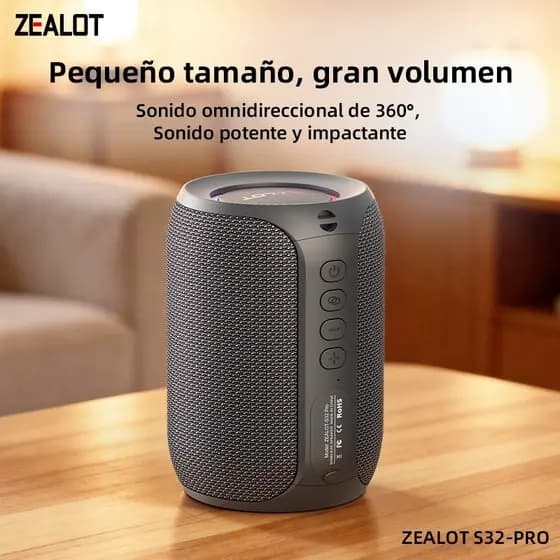 ZEALOT S32PRO Caixa de Som Bluetooth Portátil 15W para Exterior, Som Potente, Bateria 3600mAh Longa Duração, TWS Estéreo