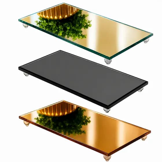 Bandeja Espelhada Decorativa P/ Lavabo, Banheiro, Rack - Bronze, Espelho, Fume, Branca