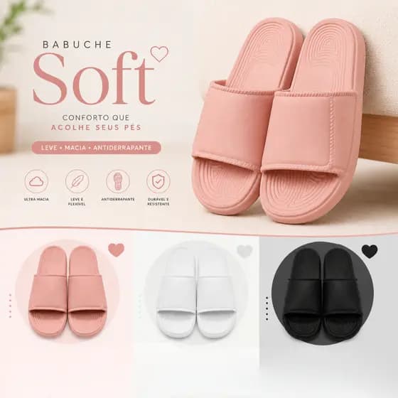 Chinelo Soft Anatômico Babuche Comfort EVA Antiderrapante Leve Confortável