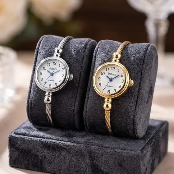 Relógio Feminino Doluck Redondo Minimalista com Bracelete Sofisticado