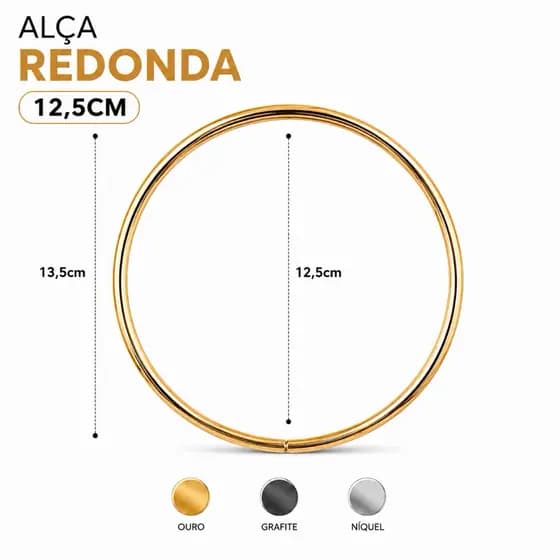 Alça para bolsa de metal redonda 12.5cm - 1PAR