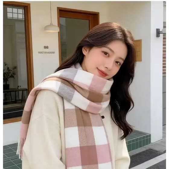 Cachecol Xadrez Feminino Lenço Pashimina Echarpe Masculino Unissex Para Frio Inverno901