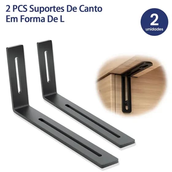 Kit 2 Cantoneiras Mão Francesa 30cm Cantoneira L Sem parafusos Cantoneira Orifício longo em posição ajustável