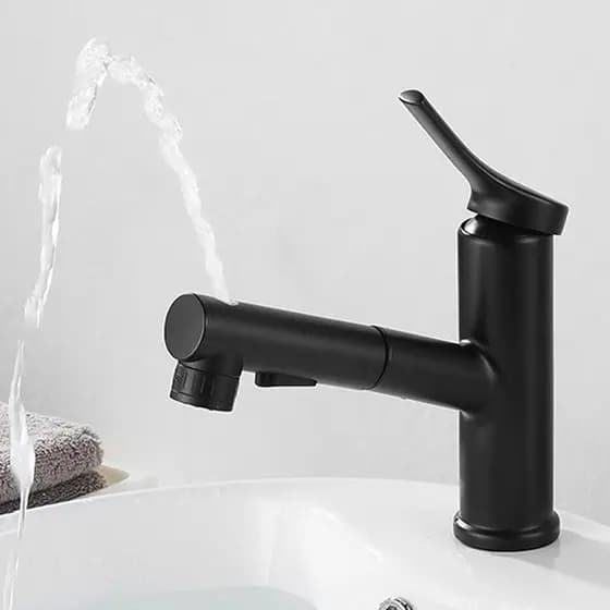 Torneira De Luxo Quente e frio Banheiro Lavabo cuba Com mangueira Cascata Monocomando Preta Fosca