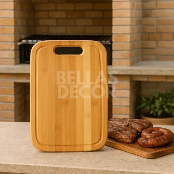 Tábua de Corte em Bambu 34x23cm com Canaleta – Resistente, Antibacteriana e Versátil