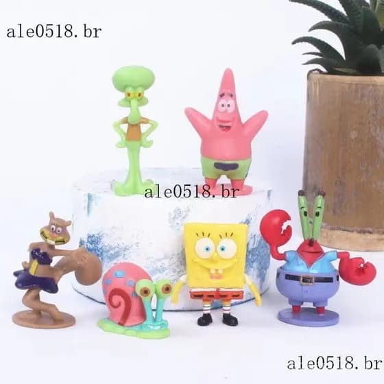 6 Pçs Bob Esponja Calça Quadrada Figura 2.5-5cm Caranguejo Chefe Patrick Estrela Figuras De Ação Anime Estatuetas Crianç