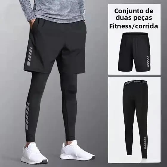 Leggings masculinas de secagem rápida de alta elasticidade Shorts de ginástica correndo terno esportivo calças de compre