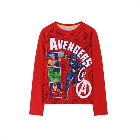 Camiseta Marvel Avengers Estampa Frente Costas 4 a 10 anos