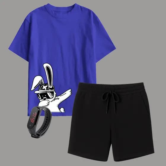 Kit Camiseta Infantil Algodão + Short Moletinho Masculino + Brinde