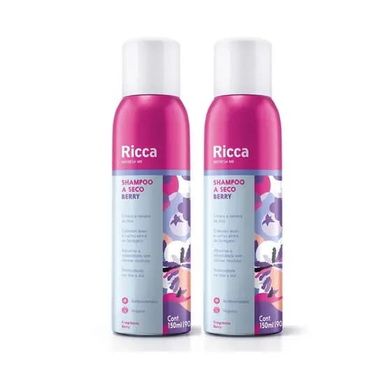 kit com 2 Shampoo a Seco Ricca ShakeBerry Berries 150ml