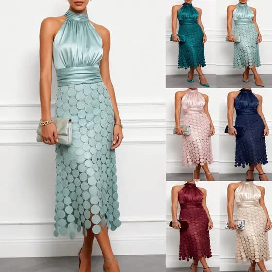 Verão sem mangas magro-ajuste vestido feminino férias lazer elegante vestido de festa Plus Size
