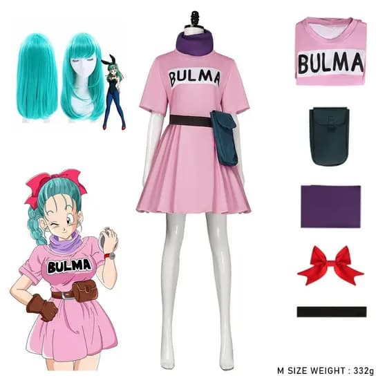Anime Dragon Ball Cosplay Traje Bulma Live-action Roleplay Convenção Cos Vestido