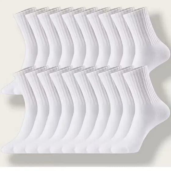 Kit 6/12- Pares De Meia Cano Médio Sport Unissex Trabalho Branca Masculino e Feminino