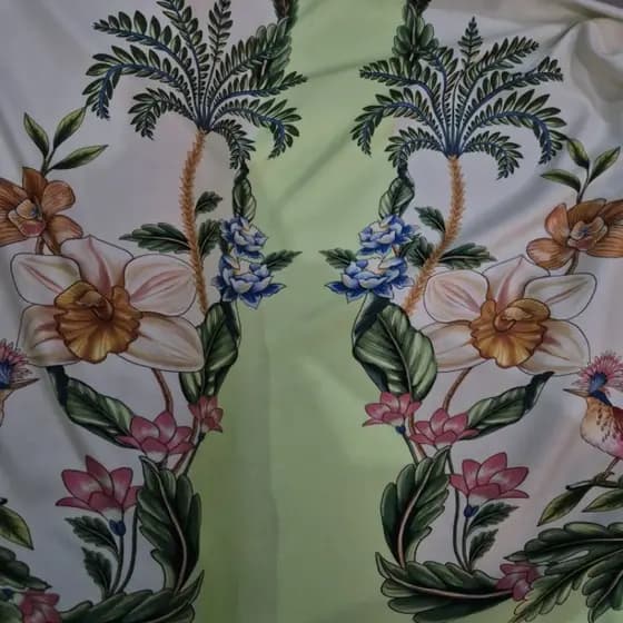 Tecido Viscose Araras/Tucanos/Frutas 100% Viscose - 1,50M de largura