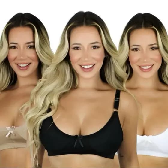 1-2-3 Sutiã Bojo Anatômico Duplo Sustentação Alça Reforçada Colchete Duplo Feminino Confortável