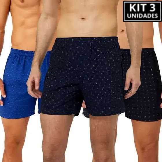 Kit 3 Short Samba Canção Liganete Masculino De Dormir Cueca Fria Adulto Noite Conforto Dormir Moda