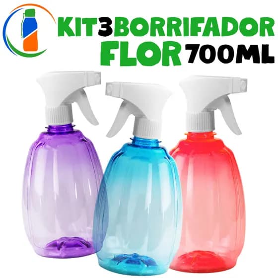 Kit 3 Borrifador Flor 700ml | Prático, Resistente e Charmoso - Envio Imediato