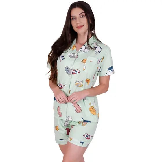 Pijama Curto Gatinhos Concept Essentials Verde