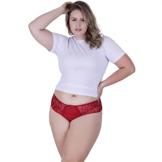 Calcinha Carícia Plus Size Microfibra Concept Essentials Vermelho