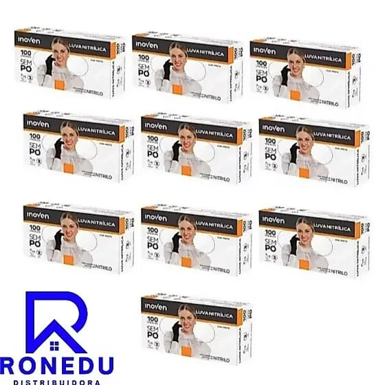 Kit 10 Caixas Luvas Nitrilicas Pretas Sem Pó Caixa com 100 Unidades P M G GG Descartável