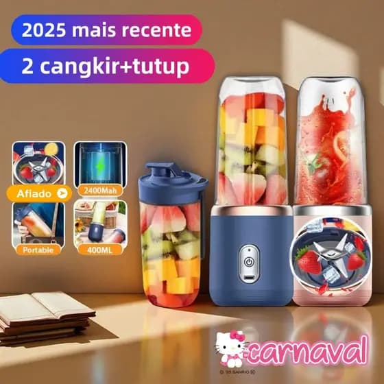 400ML 6 Lâminas Espremedor Elétrico Mini Liquidificador Portátil De Suco De Alimentos Misturador Leite Smoothie