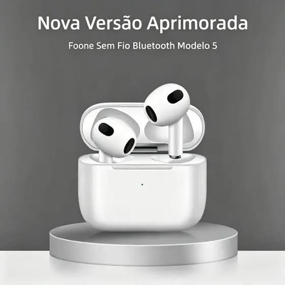 Fone Bluetooth Sem Fio Modelo 5, Redução de Ruído, Conexão Estável, Compatível com iOS e Android