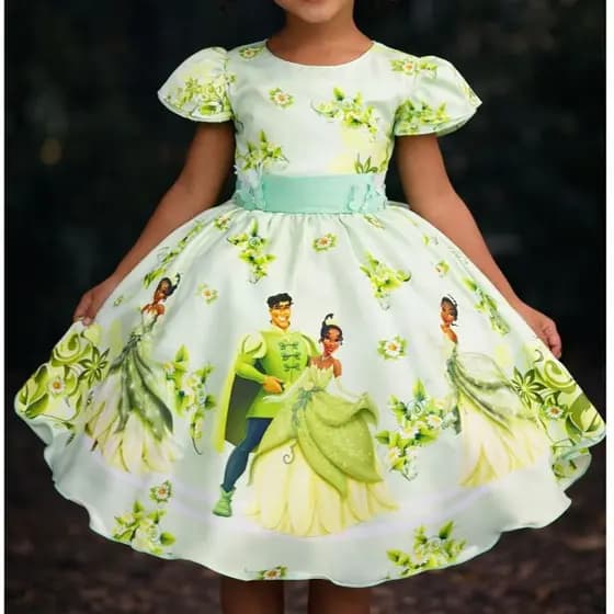 Vestido tiana infantil tiana princesa do sapo princesa tiana fantasia menina tiana e o sapo aniversario tiana baby