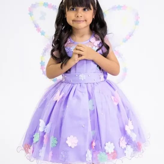 Vestido Infantil Jardim Encantado Lilas ANIVERSARIO