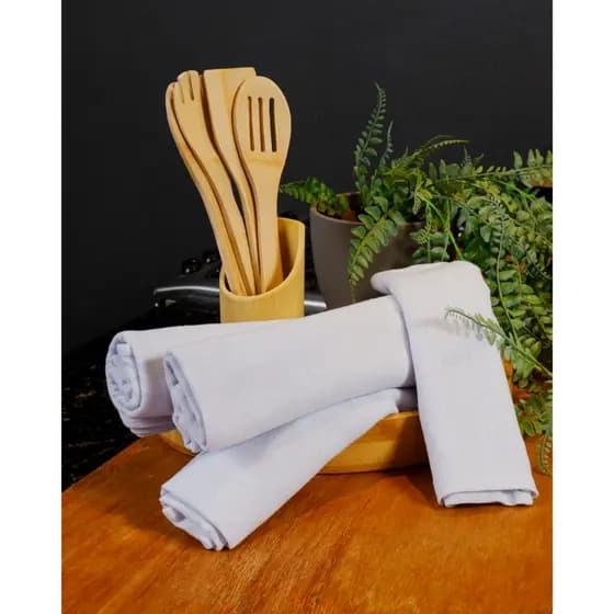 Kit Pano de Prato Branco Sem Estampa Guardanapo Liso 100% Algodão 40x 60 Cm Bainha