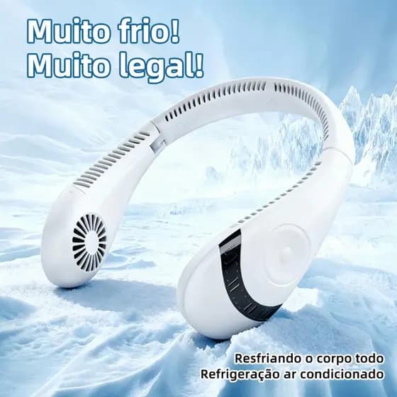Ventilador de Pescoço Portátil Recarregável USB Dobrável 360° Silencioso Longa Duração
