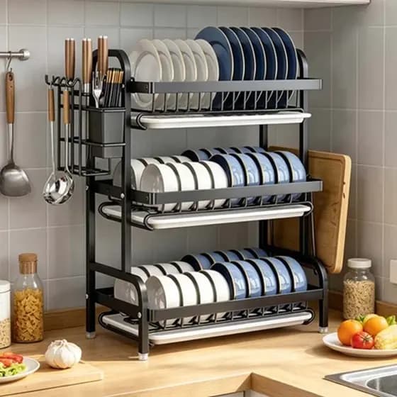Escorredor De Louça Inox Rack Organizador Para Debaixo Da Pia Aço Inoxidável Preto