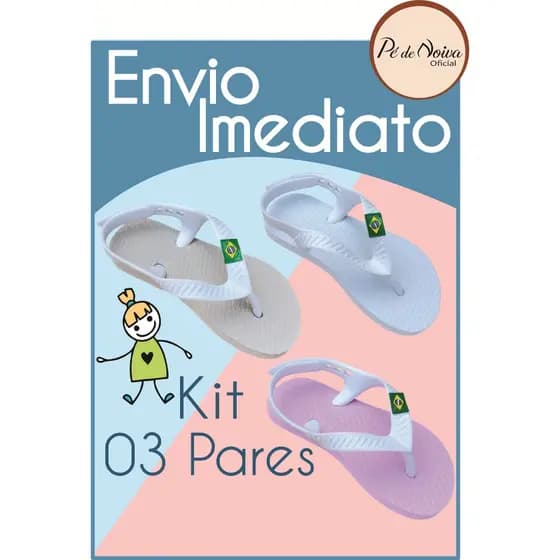 KIT 03 PARES CHINELO BABY INFANTIL SANDALIA CRIANÇA ORIGINAL