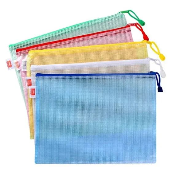 Kit 5 Pasta A4 De Plástico PVC Multiuso Com Zíper