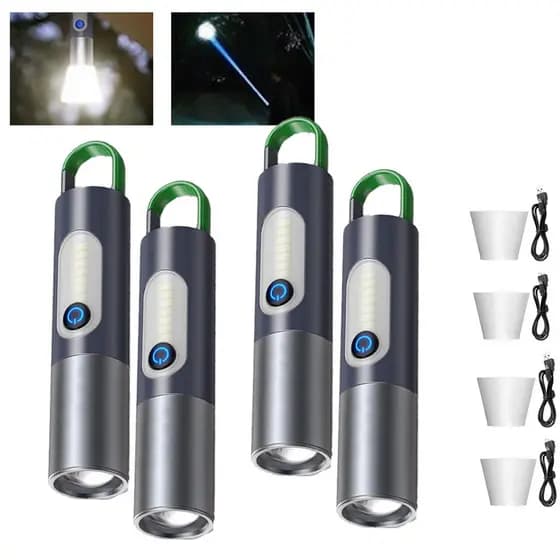Lanterna Portatil Canhao Laser Recarregavel Zoom Telescópico À Prova D'água Suporte de Abajur