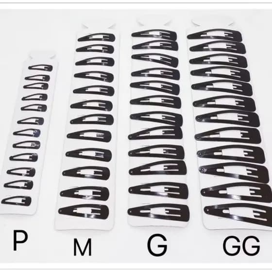 12 Pcs Presilhas Cabelo Pretas Tamanho Grande Tic Tac com P,M,G,GG