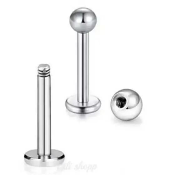 Piercing Labret Prata Tragus Orelha Conch Boca Aço Cirúrgico