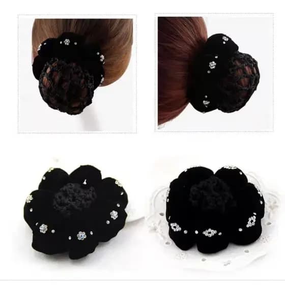 Rede para Coque Ballet Redinha Cabelo Lisa e Com Strass Crochê Dança Infantil e Adulto